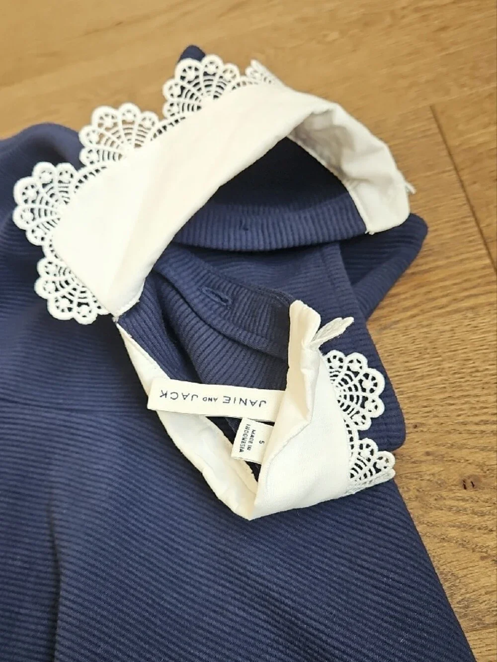 Janie and Jack Navy Dress with White Lace Collar